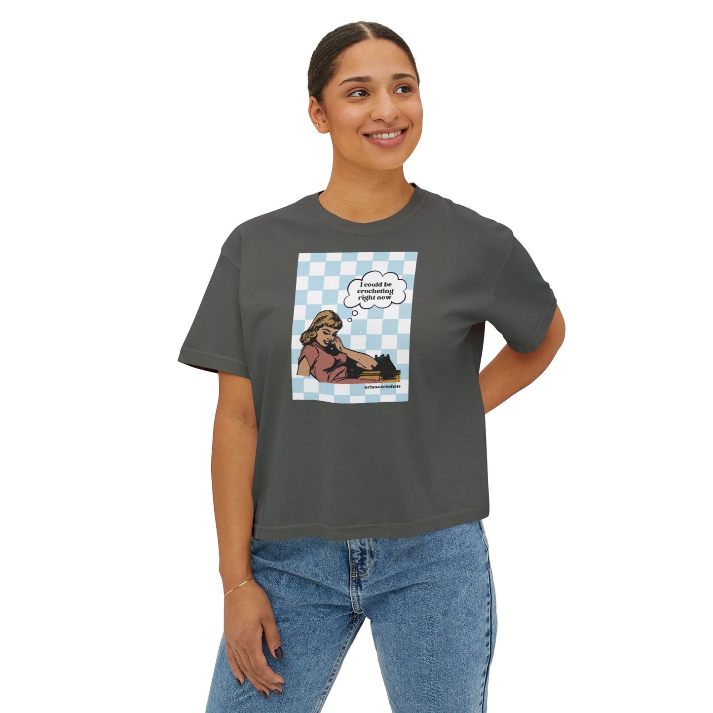 Funny Crochet Quote Cropped Tee