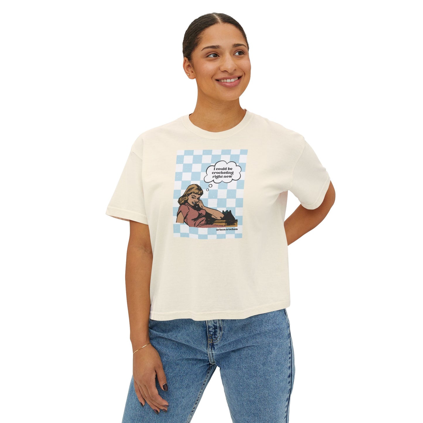 Funny Crochet Quote Cropped Tee