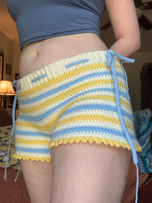 Blue and Yellow Striped Microshorts