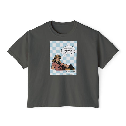 Funny Crochet Quote Cropped Tee