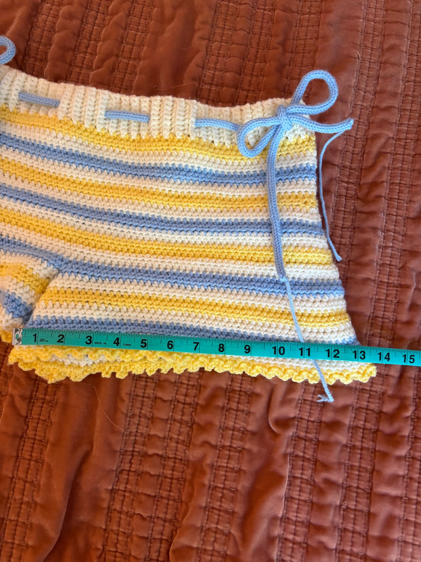 Blue and Yellow Striped Microshorts