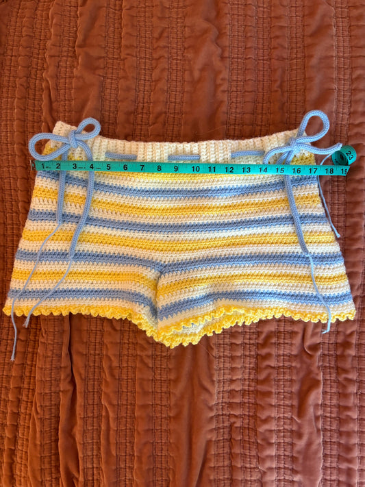 Blue and Yellow Striped Microshorts