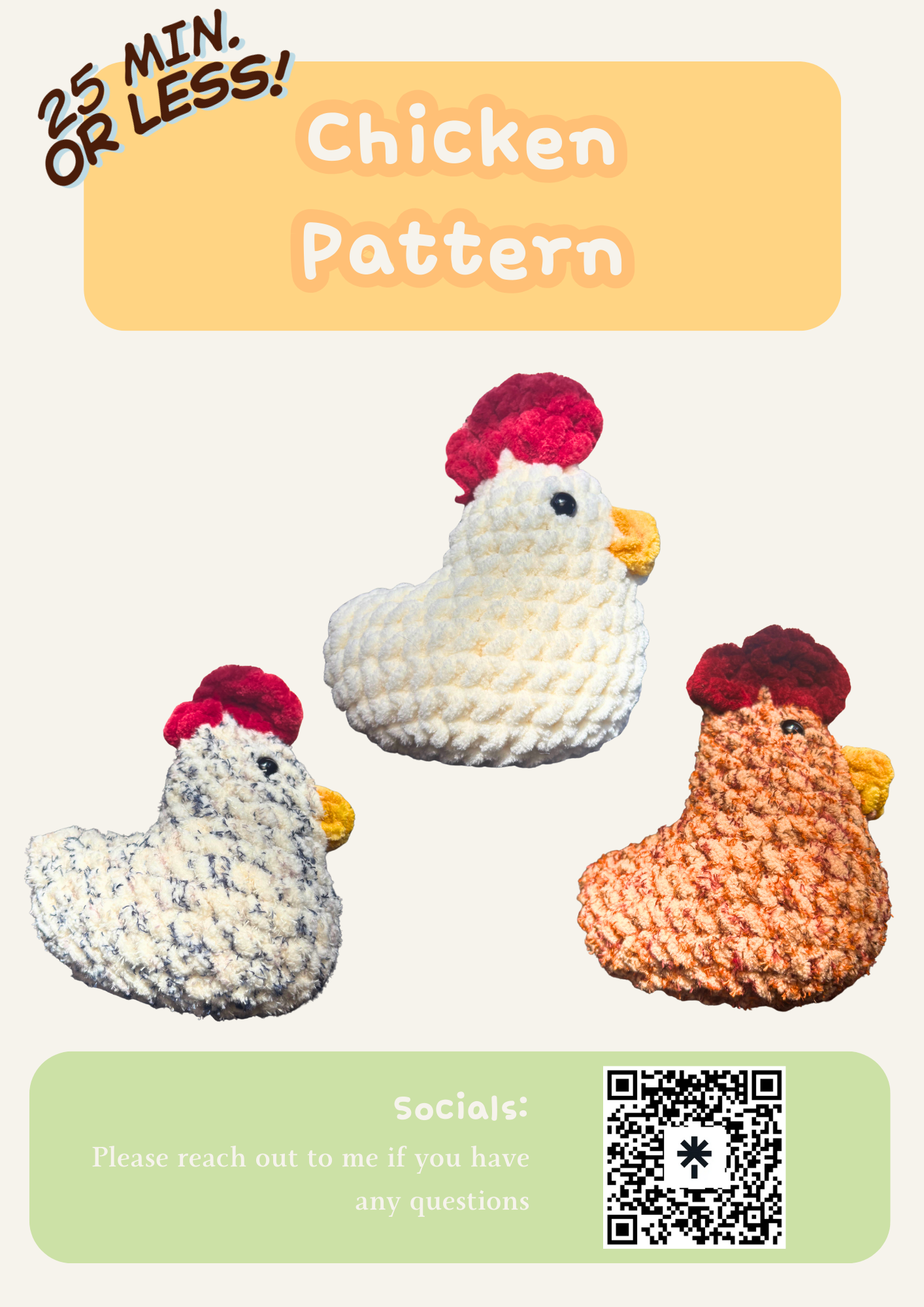 Crochet Chicken PATTERN ONLY – Riana Crochets