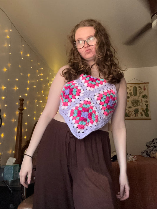 Pink and Purple Granny Square Top